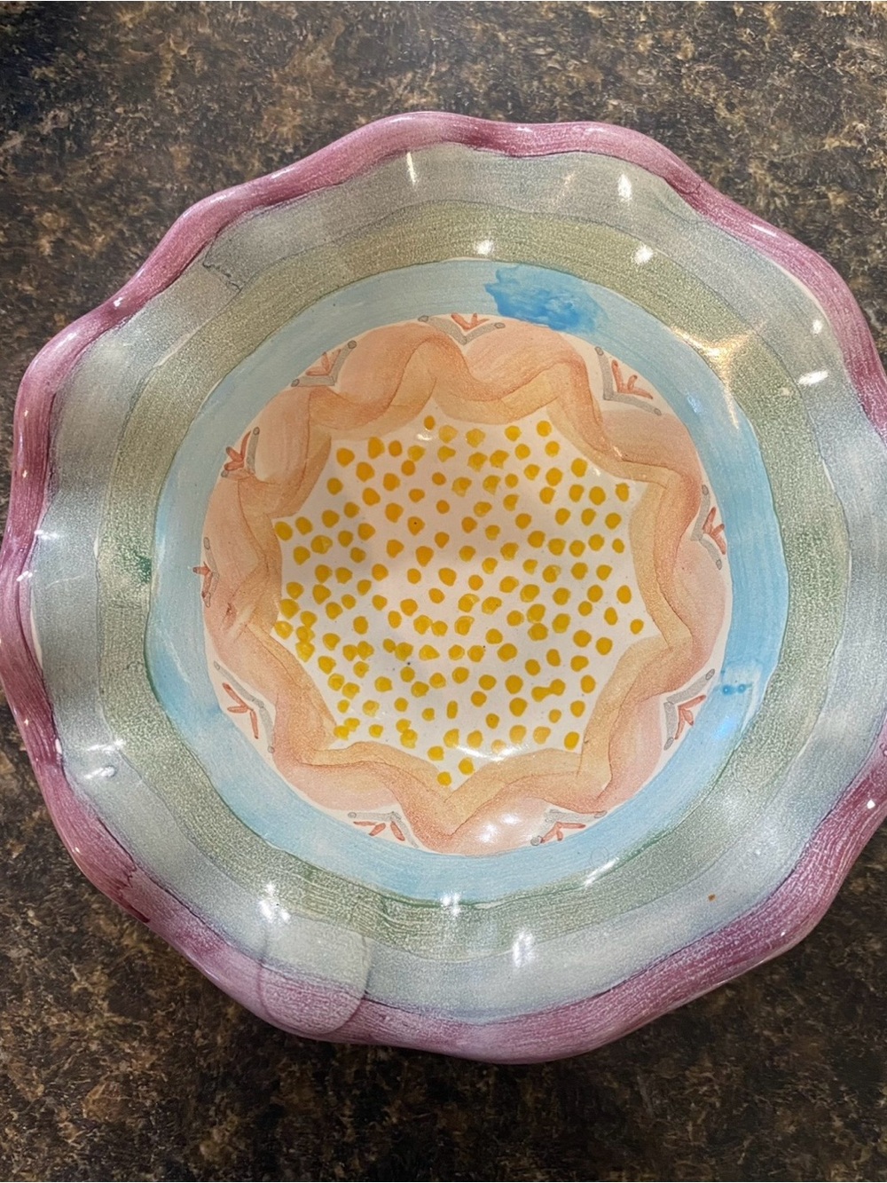 MacKenzie-Childs Brittany ruffled ceramic bowl 1997